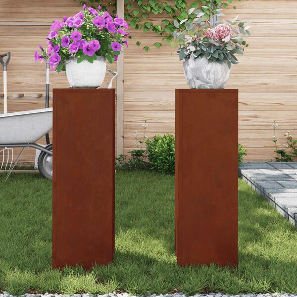 vidaXL Plant Stand 2 pcs Rusty 24 x 24 x 75 cm Weathering Steel