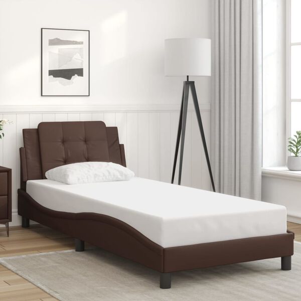 vidaXL Bed Frame without Mattress "Zadar" Brown 90x200 cm Faux Leather
