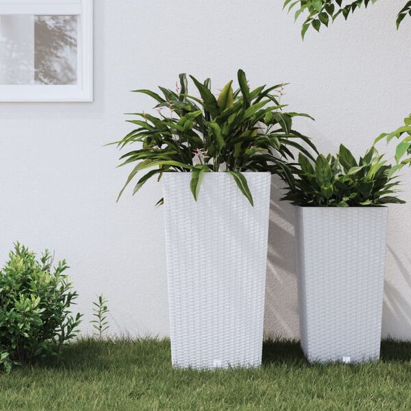 vidaXL Planter with Removable Inner White 21 / 49 L PP Rattan