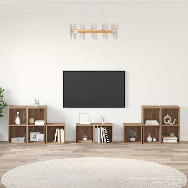 vidaXL TV Cabinet Set Wall-mounted 8 pcs Artisan Oak Engineered Wood
