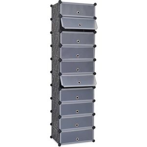 vidaXL Interlocking Shoe Organiser with 10 Compartments Black