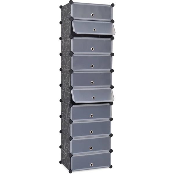 vidaXL Interlocking Shoe Organiser with 10 Compartments Black