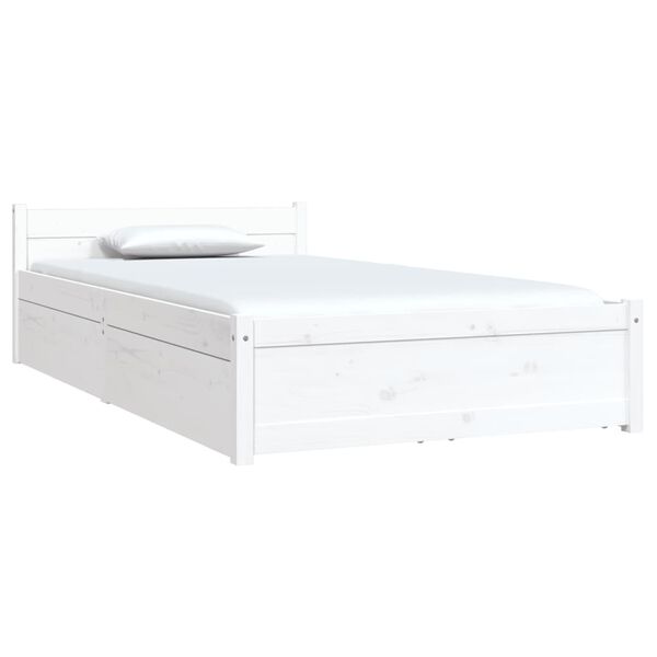vidaXL Bed Frame without Mattress with Drawers White Single
