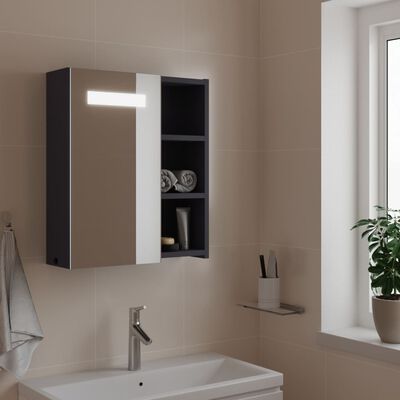 vidaXL Bathroom Mirror Cabinet with LED Light Grey 45x13x52 cm