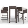 vidaXL 5 Piece Garden Bar Set with Cushions Poly Rattan Brown