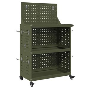 vidaXL Tool Trolley Olive green 65 x 35 x 111 cm Cold-rolded steel