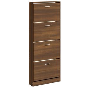 vidaXL Shoe Cabinet Brown Oak 59x17x150 cm Engineered Wood