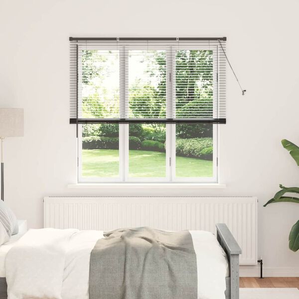 vidaXL Window Blind with Curtains Manual Black Aluminium