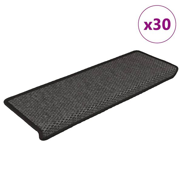 vidaXL Stair Mats Self-adhesive Sisal-Look 30 pcs 65x21x4 cm Anthracite