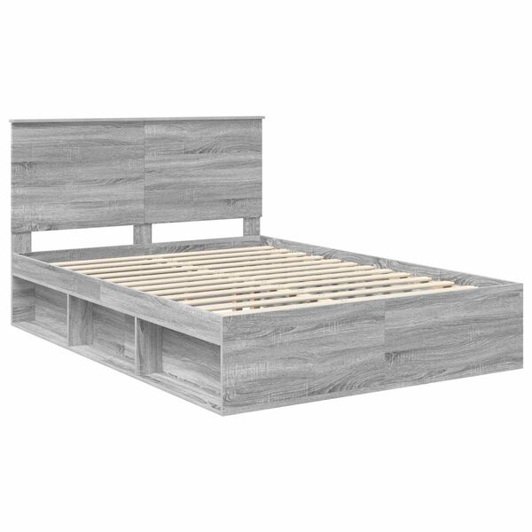 vidaXL Bed Frame Grey Sonoma 160 x 200 cm Solid Pine Wood
