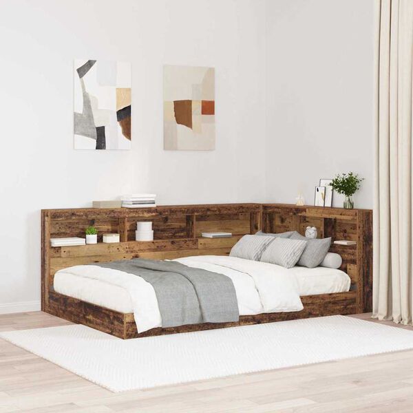 vidaXL Storage Headboard with Shelf Old Wood 120 cm Engineered Wood