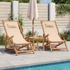 vidaXL Folding Beach Chairs 2 pcs Beige Fabric and Solid Wood