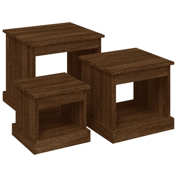 vidaXL Coffee Tables 3 pcs Brown Oak Engineered Wood