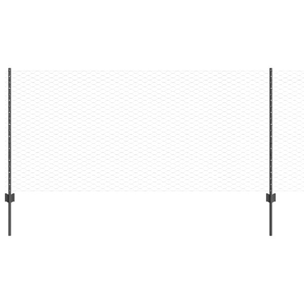 vidaXL Fence with Post Grey 1 x 50 m Steel and PVC