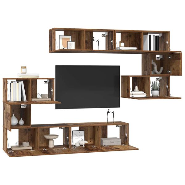 vidaXL TV Cabinet Set Wall-mounted 8 pcs Old Wood Engineered Wood