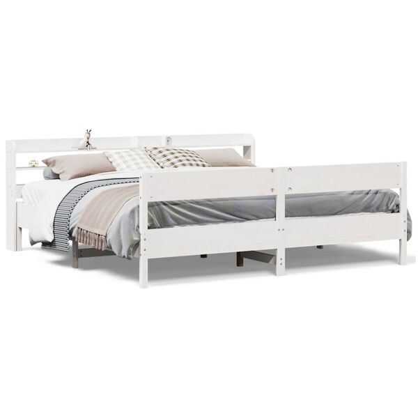 vidaXL Bed Frame without Mattress White 200x200 cm Solid Wood Pine