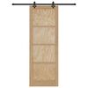 vidaXL Sliding Door Natural and Black 83 x 232 cm Solid Pine Wood