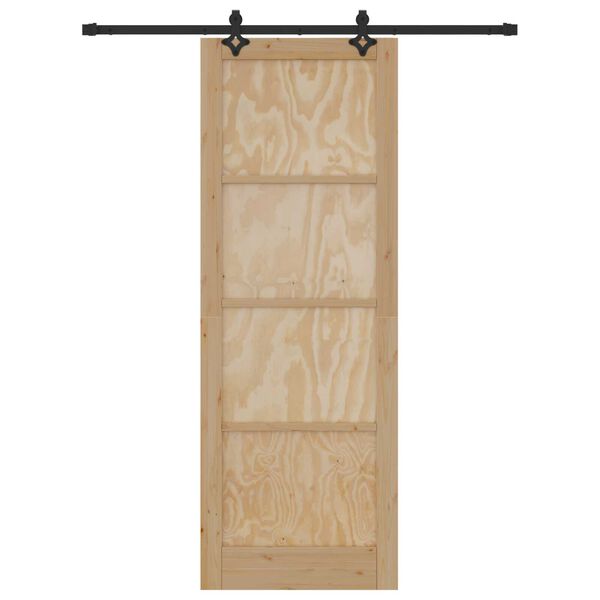 vidaXL Sliding Door Natural and Black 83 x 232 cm Solid Pine Wood