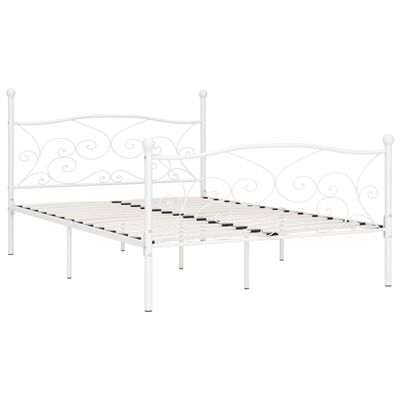 vidaXL Bed Frame with Slatted Base White Metal 140x200 cm