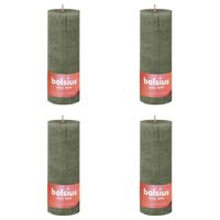 Bolsius Rustic Pillar Candles Shine 4 pcs 190x68 mm Fresh Olive
