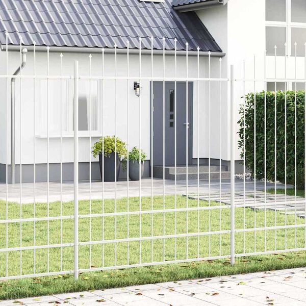 vidaXL Garden Fence 8 pcs White 170 x 225 cm Powder-Coated Steel