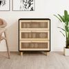 vidaXL Sideboard Black 60x30x70 cm Solid Wood Pine and Natural Rattan