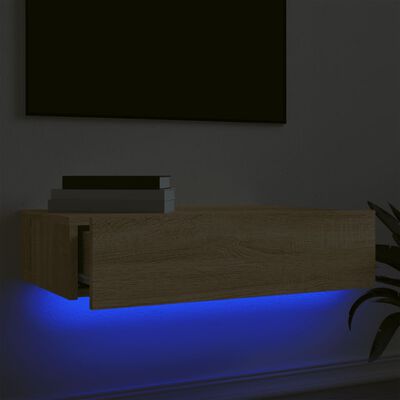 vidaXL TV Cabinet with LED Lights Sonoma Oak 60x35x15.5 cm