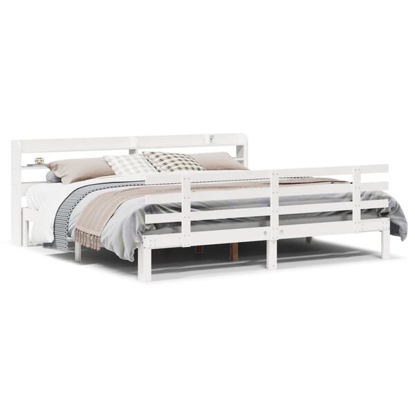 vidaXL Bed Frame with Headboard without Mattress White 200x200 cm