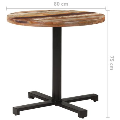 vidaXL Bistro Table Round Ø80x75 cm Solid Reclaimed Wood