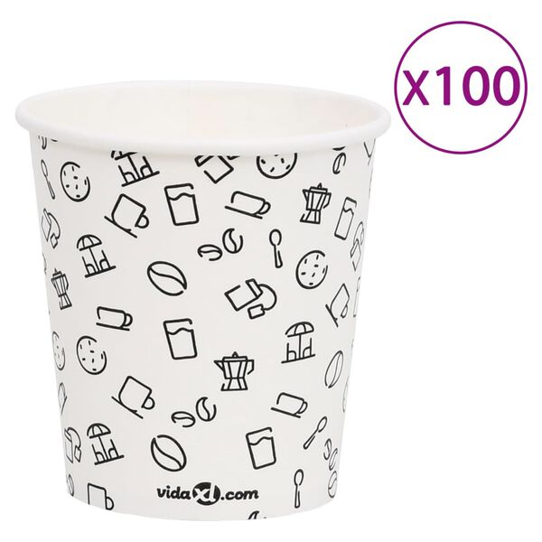 vidaXL Coffee Paper Cups 200 ml 100 pcs White and Black