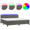 vidaXL Box Spring Bed with Mattress&LED Dark Grey 200x200cm Velvet