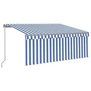 vidaXL Manual Retractable Awning with Blind 3x2,5m Blue&White (313229+46830+313269)