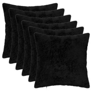 vidaXL Cushion Cover 6 pcs HEERLEN Black 30 x 30 cm Faux Rabbit Fur