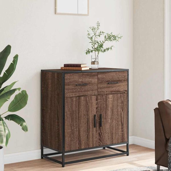 vidaXL Sideboard Brown Oak 68x35x76 cm Engineered Wood and Metal