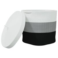 vidaXL Storage Basket with Lid White and Black Ø40x35 cm Cotton