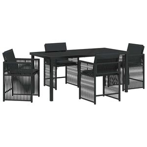 vidaXL Garden Dining Set 5 pcs Black Poly Rattan