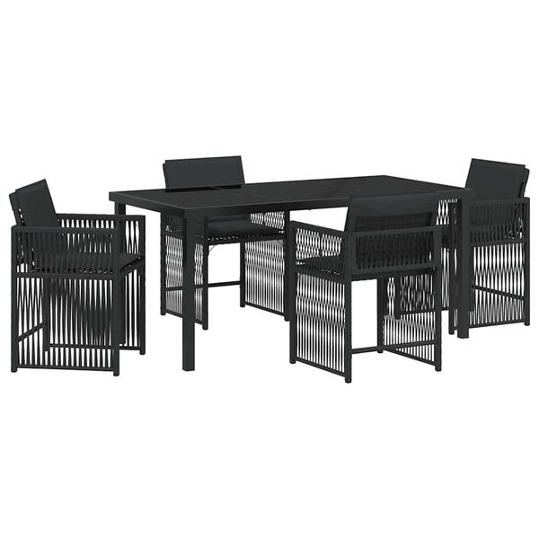 vidaXL Garden Dining Set 5 pcs Black Poly Rattan