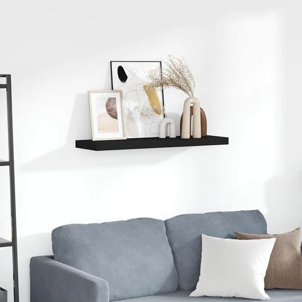vidaXL Floating Wall Shelf Black 80x23.5x3.8 cm MDF