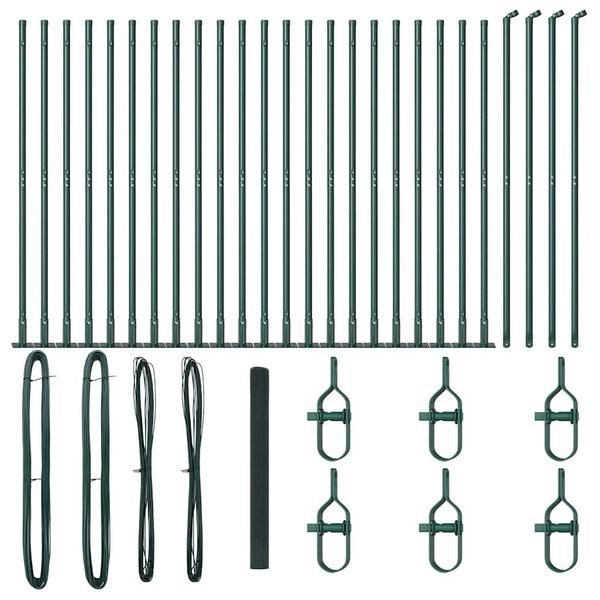 vidaXL Fence Post Green 50 x 1.4 m (12 x 12 mm mesh) Steel and PVC