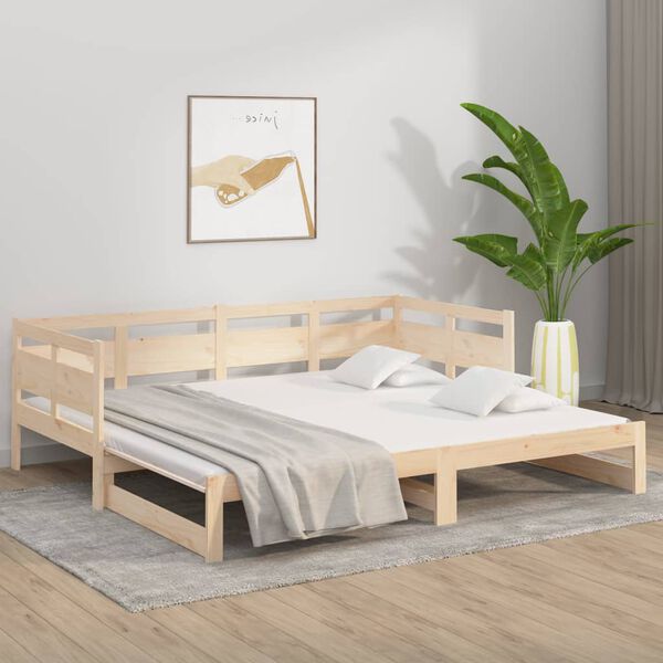 vidaXL Pull-out Day Bed without Mattress Solid Wood Pine 2x(80x200) cm
