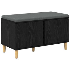 vidaXL Hall Bench Black Oak 80 x 38 x 46 cm Engineered Wood and Fabric