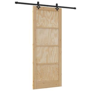 vidaXL Sliding Door Natural and Black 86 x 211 cm Solid Pine Wood