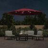 vidaXL Cantilever Garden Parasol with LED Lights and Steel Pole Wine Red