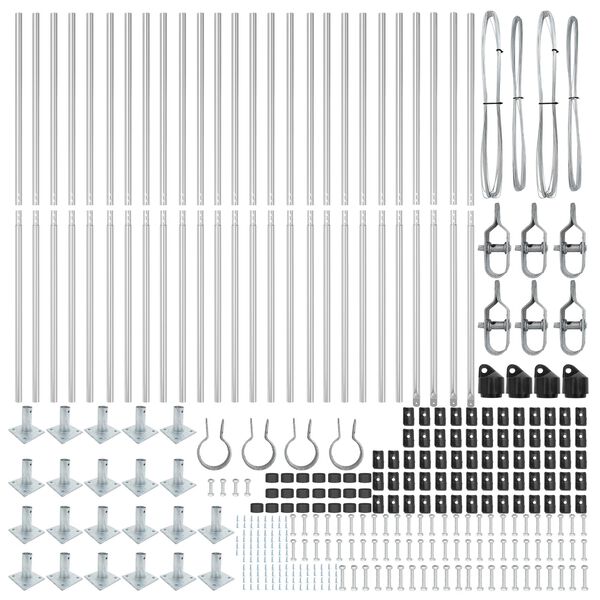 vidaXL Fence Post Other 26 pcs Grey 3.2 x 3.2 x 83.5 cm Steel