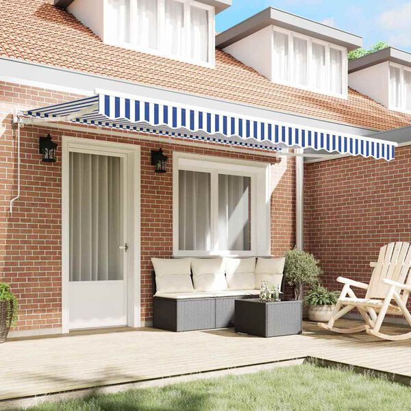 vidaXL Retractable Awning Blue and White 400 x 200 cm