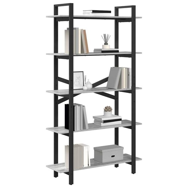vidaXL Bookshelf Grey Sonoma 100 x 33.5 x 178 cm Engineered Wood