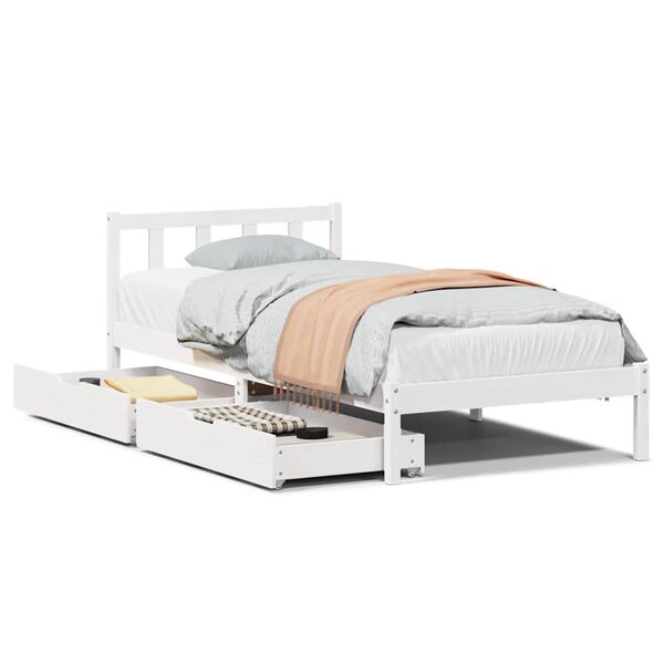 vidaXL Bed Frame without Mattress White 90x200 cm Solid Wood Pine