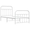 vidaXL Metal Bed Frame without Mattress with Footboard White 90x200cm