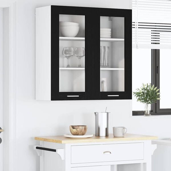 vidaXL Hanging Cabinet Black Oak 80 x 31 x 80 cm Engineered Wood