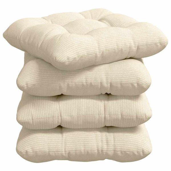 vidaXL Seat Cushions 4 pcs Cream 45 x 45 cm Corduroy Fabric